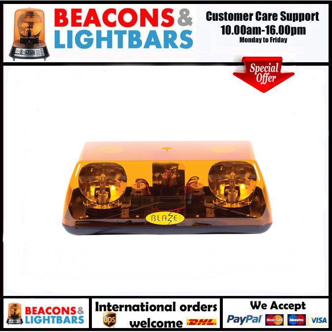 Vision Alert 701.001.Y Blaze 1 12v 1 Bolt Fixing Rotating Amber Mini lightbar PN: 701.001.Y